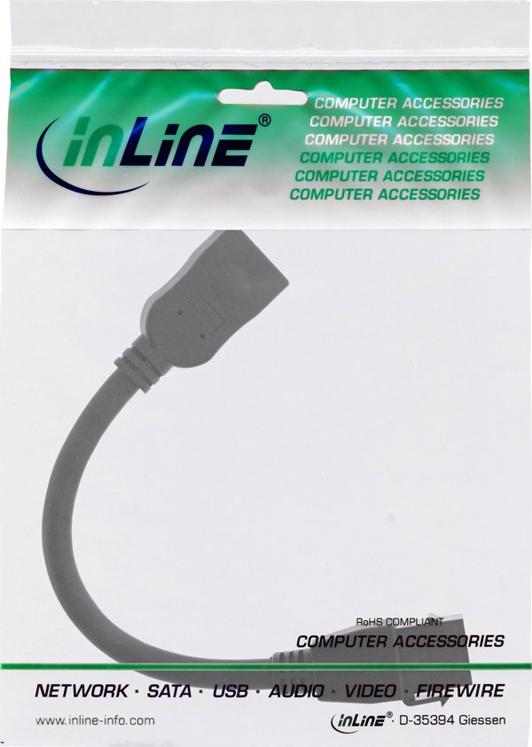 InLine Προσαρμογέας HDMI Keystone 4K/30Hz, Θηλυκό σε Θηλυκό, 0.2m, Μαύρο (76206A)