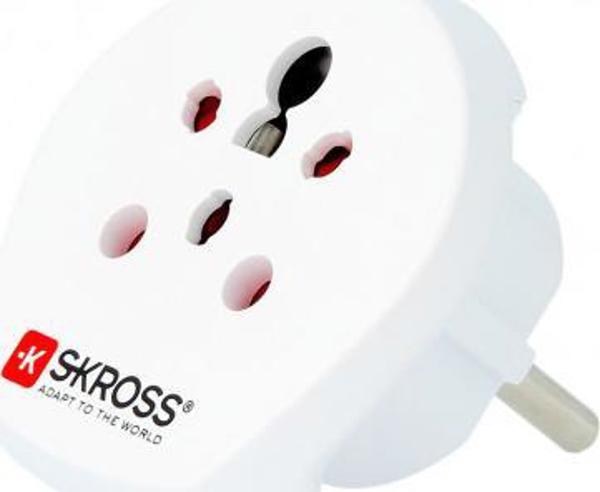 Προσαρμογέας AV Skross Προσαρμογέας ταξιδιού Ινδία Ισραήλ Δανία Ευρώπη - Έξοδος, τύπος Βύσμα με προστατευτική επαφή (τύπος F, CEE 7/7)
