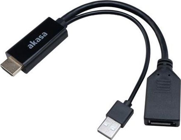 Akasa Προσαρμογέας HDMI σε DisplayPort με USB-A, 4K@60Hz, 25cm, Μαύρο (AK-CBHD24-25BK)