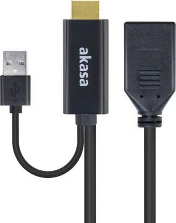 Akasa Προσαρμογέας HDMI σε DisplayPort με USB-A, 4K@60Hz, 25cm, Μαύρο (AK-CBHD24-25BK)