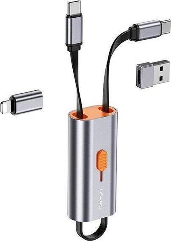 Adapter USB Usams USB-C - USB-C Srebrny  (Usa001132)