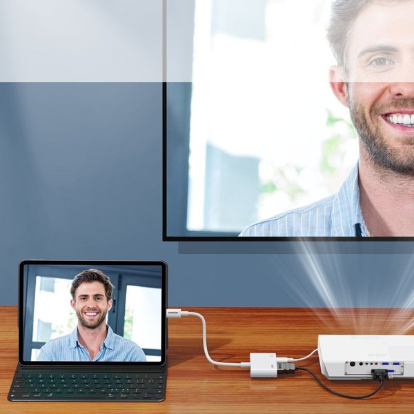 Joyroom S-H141 Αντάπτορας USB-C σε HDMI + USB-C, 1080p, Λευκό