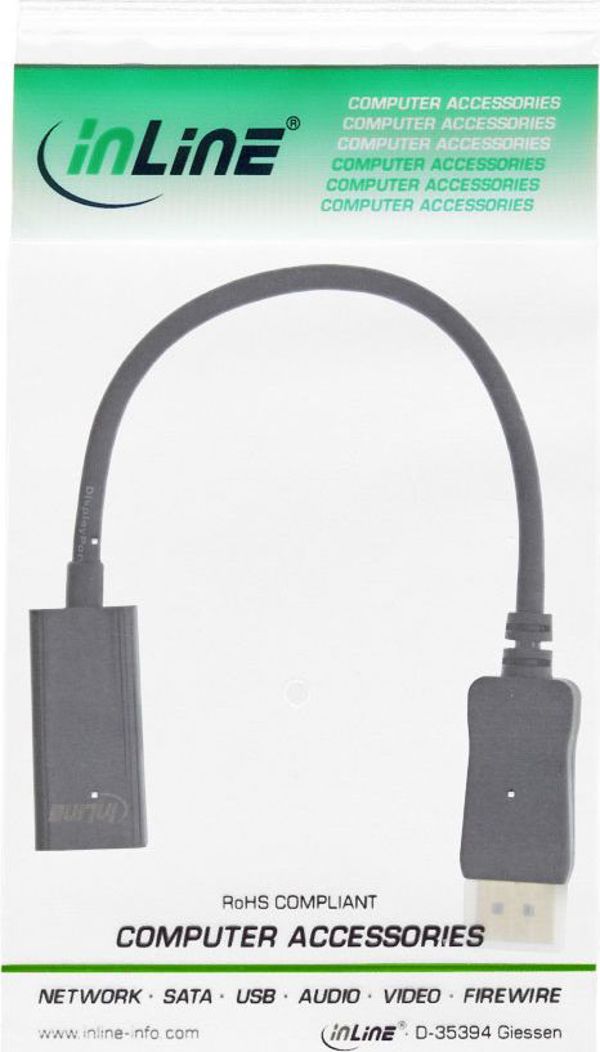 InLine Αντάπτορας DisplayPort σε HDMI, Black, 17198C