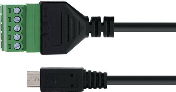 Delock Micro USB Adapter Cable 92504C, Male to Terminal Block, 5 Pins, 1m, Black