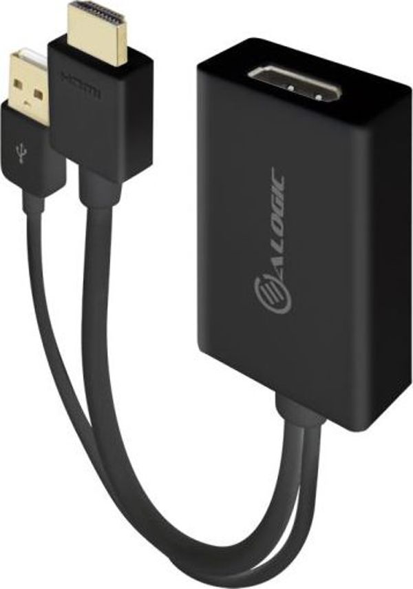 Alogic HDMI to DisplayPort Adapter, Μετατροπέας HDMI σε DisplayPort με USB Τροφοδοσία, HDDPU-ACTV, Μαύρο