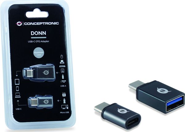 Conceptronic Προσαρμογέας USB-C OTG DONN04G - Αντάπτορας για Smartphone, Laptop και MacBook - Γκρι