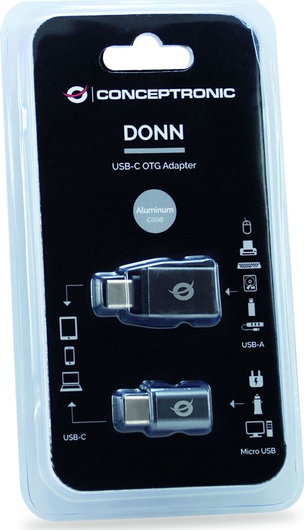 Conceptronic Προσαρμογέας USB-C OTG DONN04G - Αντάπτορας για Smartphone, Laptop και MacBook - Γκρι