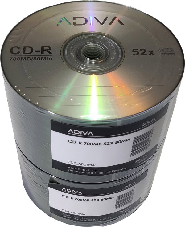 Adiva CD-R 700MB, 52x, 80 Λεπτά, Άτρακτος 50 Τεμαχίων
