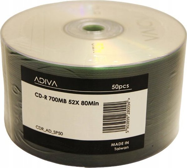 Adiva CD-R 700MB, 52x, 80 Λεπτά, Άτρακτος 50 Τεμαχίων