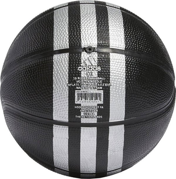 Adidas Μπάλα Μπάσκετ 3-Stripes Rubber Mini Μαύρη HM4972