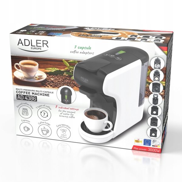 Adler AD 4386 Multi-Kapsulu espresso automats 0.6L 3000W AD 4386 (5905575911100)