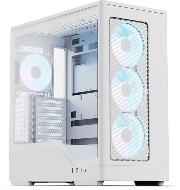 Aerocool D520A PC-Gehäuse, Midi-Tower, ATX, Tempered Glass, RGB - weiß