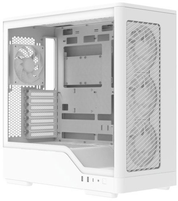 Aerocool D520A PC-Gehäuse, Midi-Tower, ATX, Tempered Glass, RGB - weiß