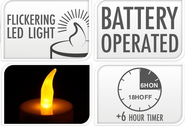 Affek Design ΣΕΤ 4 ΚΕΡΙΑ TEA LIGHT LED TIMER ΛΕΥΚΟ