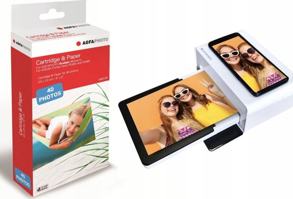 AgfaPhoto AMOC40 Φωτογραφικό Χαρτί Εκτυπωτή 10x15cm για Realipix Moments & Kodak PD450/460/480, 40 Φύλλα