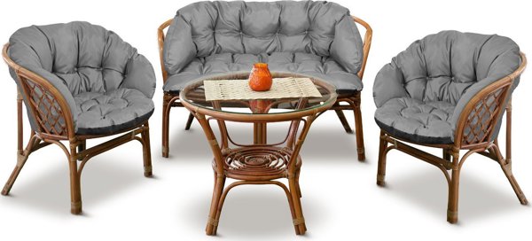 AIO FACTORY Σετ κήπου γκρι 190x40cm+2 μαξιλάρια 122x40cm