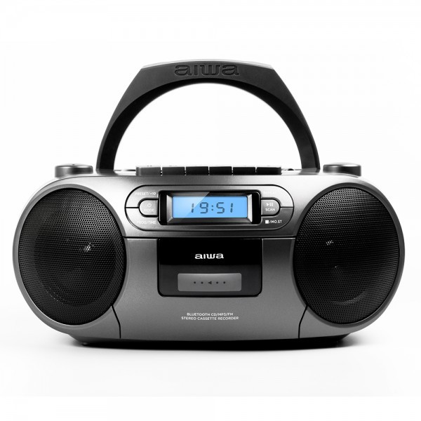 Aiwa Φορητό Ραδιόφωνο CD/MP3/USB/Κασσετόφωνο με Bluetooth RC-250/GY Γκρι