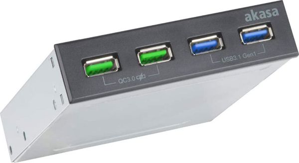 Akasa AK-ICR-34 Μπροστινό Πάνελ I/O, 2x USB 3.2 Gen 1 & 2x USB QC3.0, Μαύρο