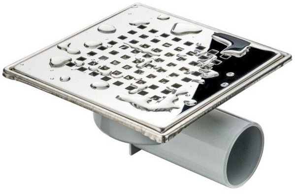 AKCES 11302 Κανάλι αποχέτευσης AXUS - οριζόντιο Φ50, 360°, μπλοκ οσμών, ανοξείδωτος γρύλος γυαλιστερός 150x150mm, blister με βαλβίδα
