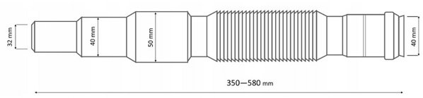 Coflex zlacze elastyczne redukcyjne zatrzaskowe fi32 32/40/32 L-275-570mm