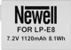 Newell Μπαταρία LP-E8 για Canon EOS 550D, 600D, 650D, 700D - Υψηλή Χωρητικότητα & Ασφάλεια