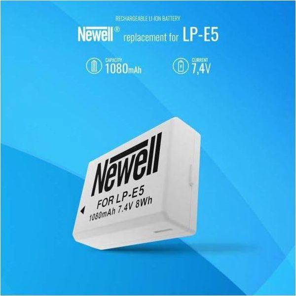 Μπαταρία Newell LP-E5 για Canon EOS 450D, 500D, 1000D, Digital Rebel T1i, XS, XSi - Επαναφορτιζόμενη