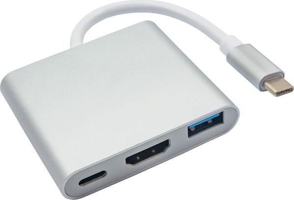 Akyga hub AK-AD-57 USB USB type C (m) / USB 3.0 A (f) / USB type C (f) / HDMI (f) 20cm