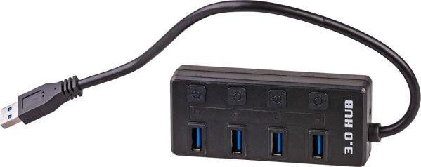 Akyga Hub AK-AD-33 USB active USB A (m) / 4x USB A (f) switches ver. 3.0 15cm