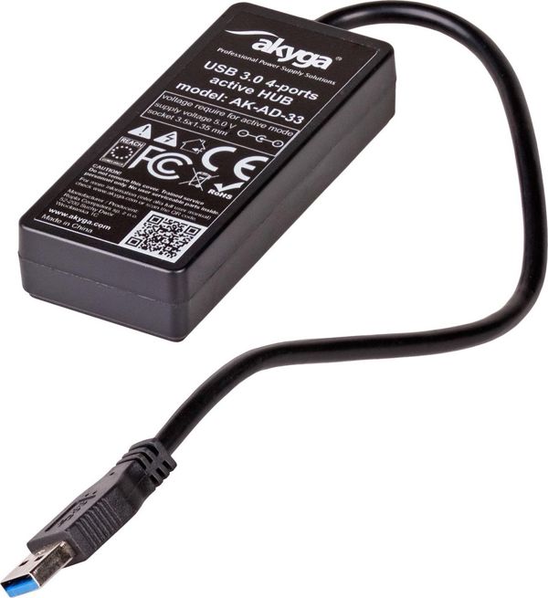 Akyga Hub AK-AD-33 USB active USB A (m) / 4x USB A (f) switches ver. 3.0 15cm