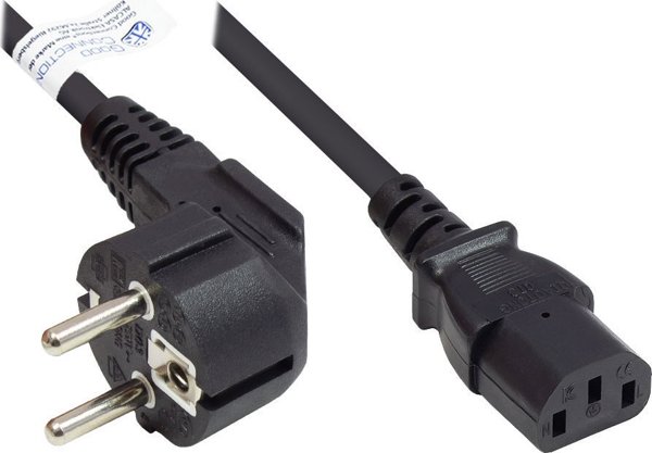Alcasa Καλώδιο Τροφοδοσίας P0130-S050, CEE7/7 σε IEC C13, 5m, Μαύρο