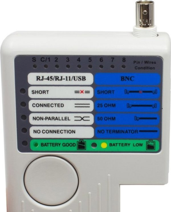 Alcasa GC-N0097 Δοκιμαστής Καλωδίων Δικτύου UTP/STP, Γκρι