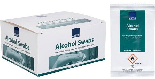 Alcohol wipe, ABENA, 20x15cm, 70% ethanol, 2% glycerin, individually packaged, 50 pcs.