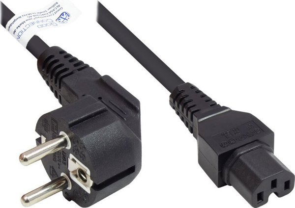 Alcasa P0150-S018 καλώδιο τροφοδοσίας μαύρο 1,8 m με βύσμα τύπου E+F C15 για πάνελ