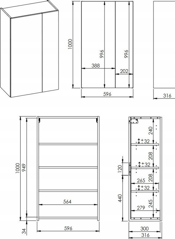 Alkotest RE140600067060 ELITA FOR ALL κρεμαστό 60 2D (31,6) ORZECH LINCOLN 168811