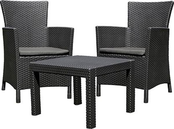 Allibert Σετ Επίπλων Κήπου Rosario Balcony Set - 2 Πολυθρόνες με Μαξιλάρια, Γραφίτης