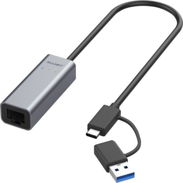 Allnet Προσαρμογέας Ethernet ALL-NC-2.5G-USBC/A USB 3.0 Type-C & Type-A 2.5 Multi-Gigabit LAN
