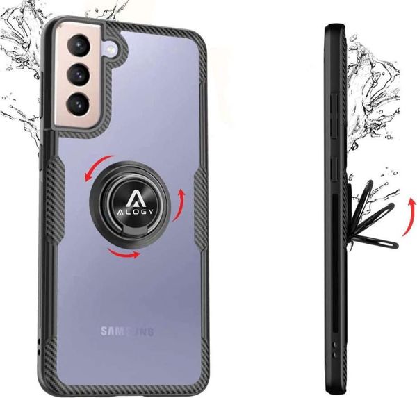 Alogy Θήκη Samsung Galaxy S21 Plus Clear Armor με Ring Holder - Μαύρη
