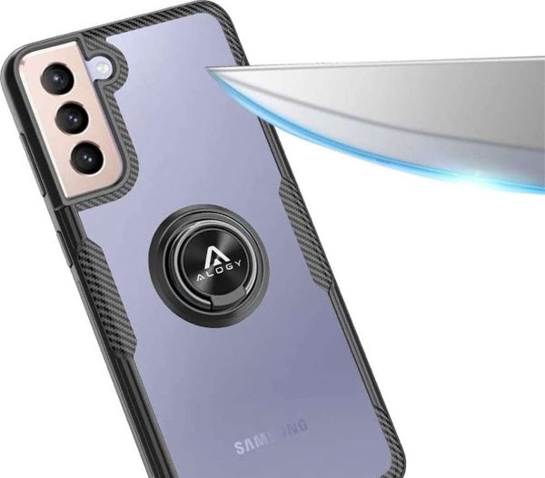 Alogy Θήκη Samsung Galaxy S21 Plus Clear Armor με Ring Holder - Μαύρη