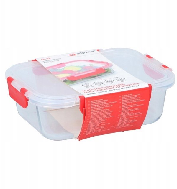 Alpina Γυάλινο Δοχείο Φαγητού με Καπάκι Lunchbox 1 L