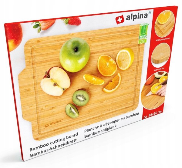 Alpina - Deska do krojenia z drewna bambusowego 36x26 cm