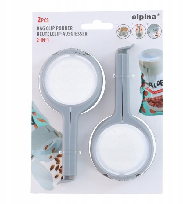 Alpina κλιπ 2σε1 για κλείσιμο συσκευασιών με διανομέα (2 τεμάχια)