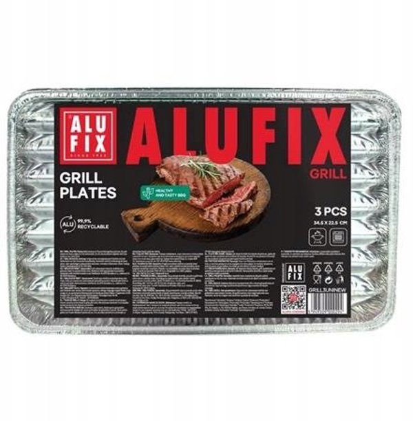 Alufix Fix-Grill Δίσκοι Γκριλ Αλουμινίου Ορθογώνιοι – Σετ 3 Τεμαχίων
