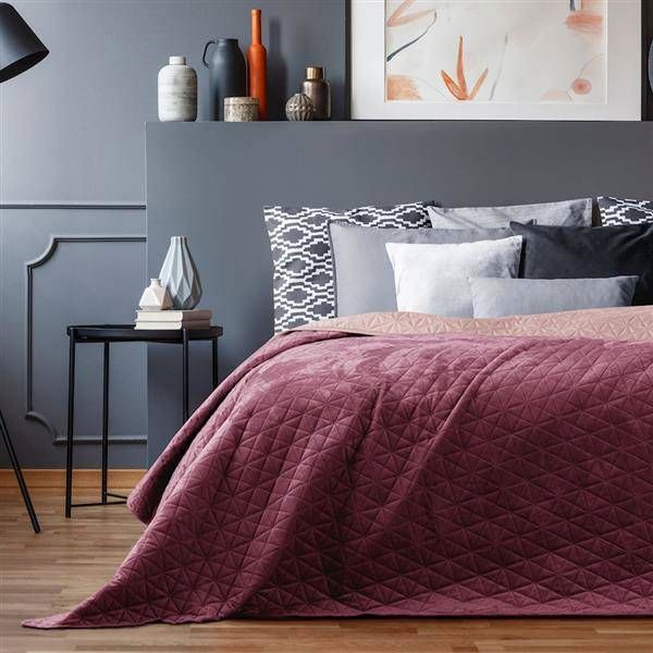 Κουβέρτα AmeliaHome LAILA, Βελούδο, 240x260 cm, Μωβ+φιολενό ροζ AmeliaHome