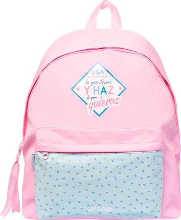 Amelie Σακίδιο Πλάτης Pastel Collection - Ροζ Γυναικείο Τσαντάκι με Ρυθμιζόμενα Λουριά και Φερμουάρ