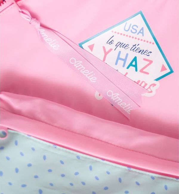 Amelie Σακίδιο Πλάτης Pastel Collection - Ροζ Γυναικείο Τσαντάκι με Ρυθμιζόμενα Λουριά και Φερμουάρ