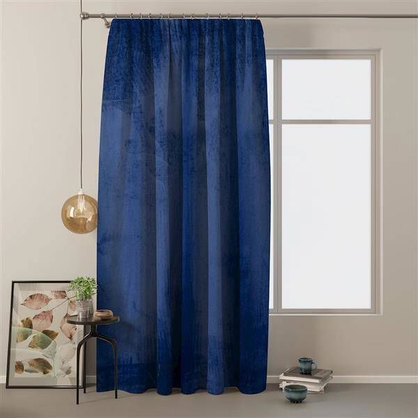 AmeliaHome Βελούδινη κουρτίνα με ταινία, Indigo 140X245