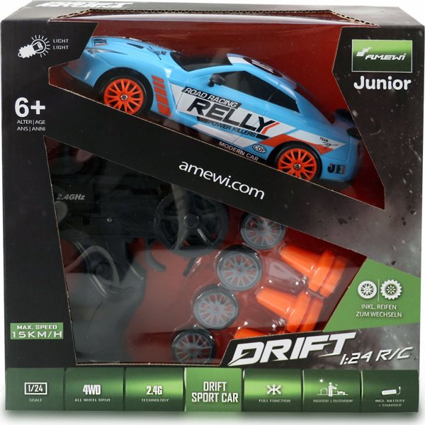 Amewi Drift Sport Car Τηλεκατευθυνόμενο Αυτοκίνητο 1:24, 4WD, 2.4 GHz, Πράσινο