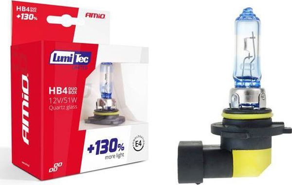 AMiO Σετ λαμπτήρων αλογόνου HB4 12V 51W LumiTec LIMITED +130% DUO BOX