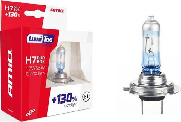 AMiO Σετ λαμπτήρων αλογόνου H7 12V 55W LumiTec LIMITED +130% DUO BOX