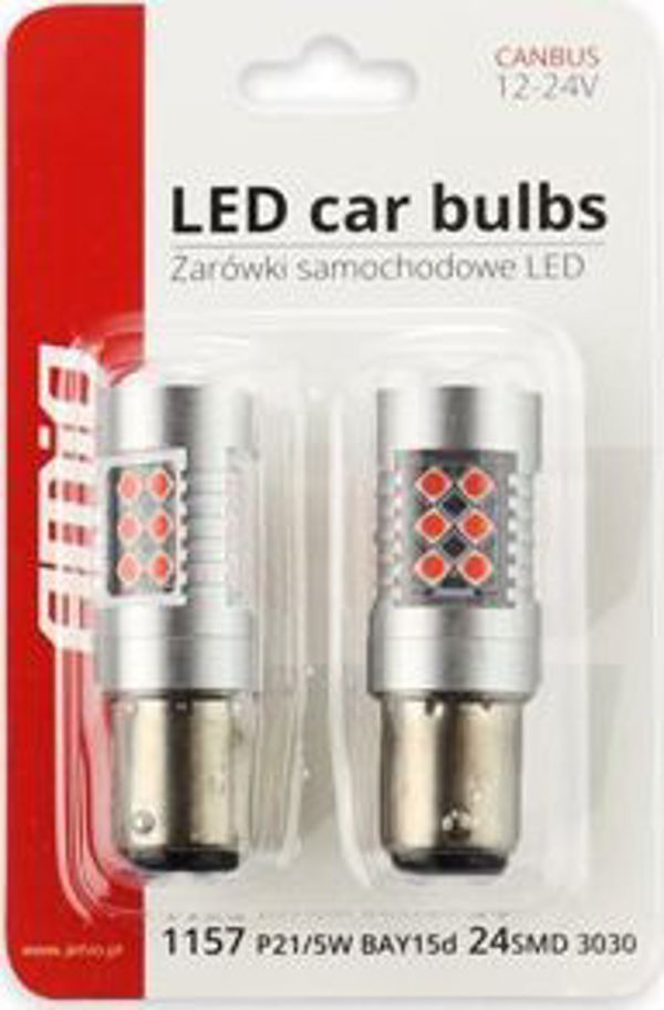 AMiO Zarowki LED P21/5W BAY15d 12/24V 6.3/1.7W 24xSMD 3030
